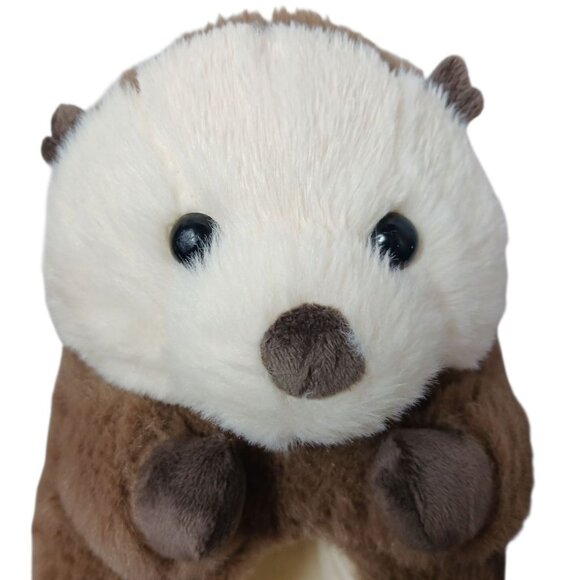 Ooh Geez Cute Otter Plush Slippers Non-Slip Sole Brown & Cream Small 5/6 - Picture 7 of 14